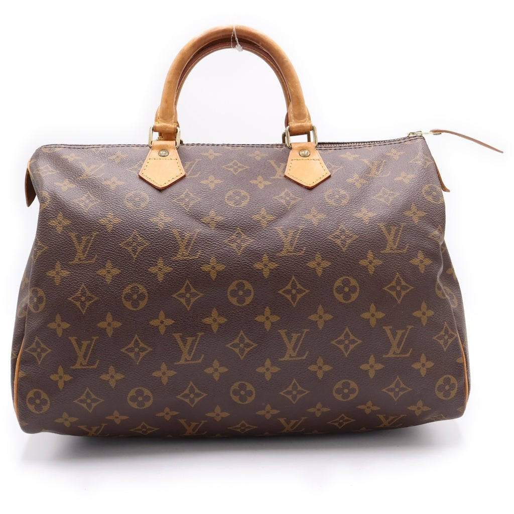 LOUIS VUITTON(ルイヴィトン) モノグラム スピーディ35 ボストンバッグ ハンドバッグ ブラウン レザー×PVC M41107 ゴールド金具 レディース