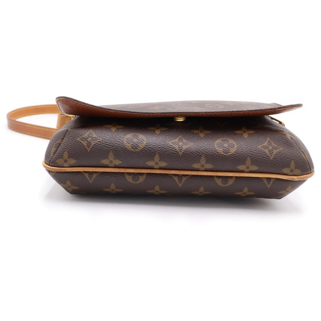 LOUIS VUITTON(ルイヴィトン) モノグラム ミュゼットタンゴ ショルダーバッグ ブラウン レザー×PVC M51257 ゴールド金具 レディース