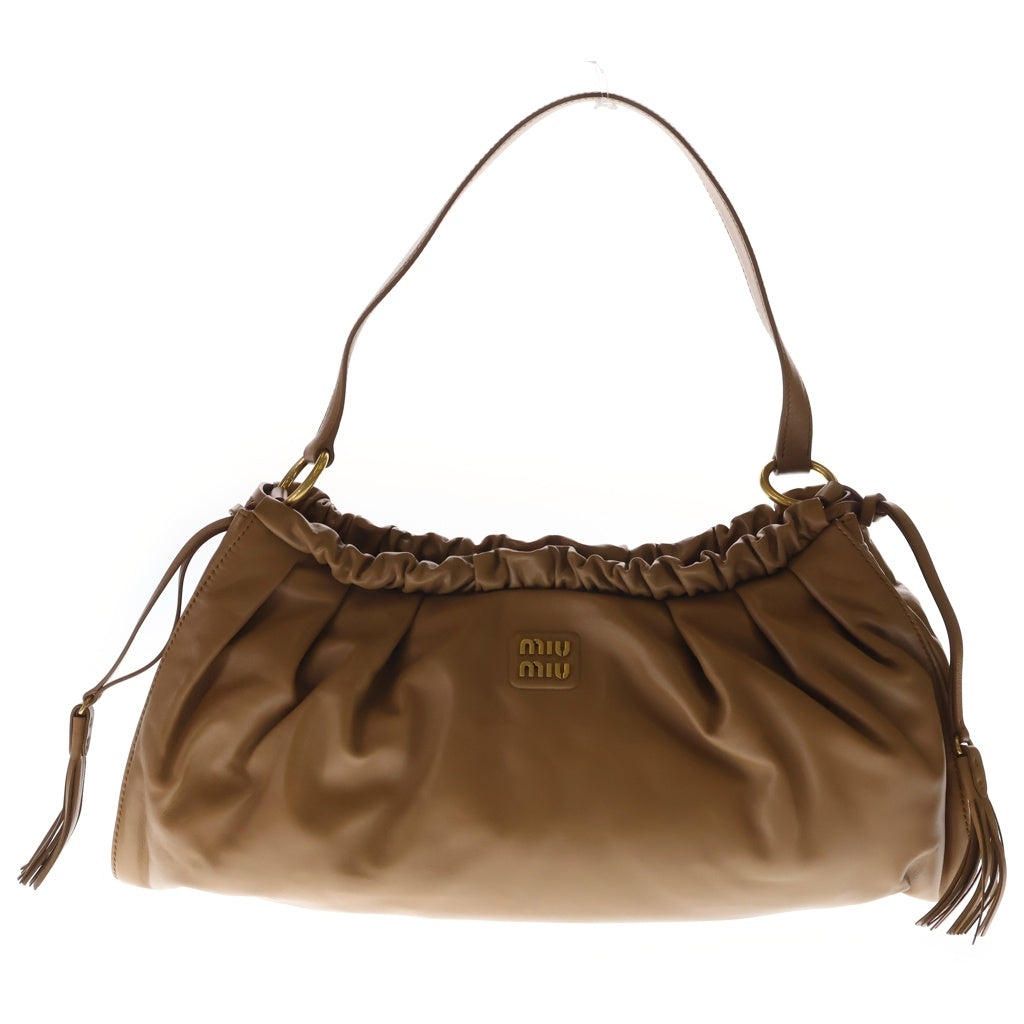 miumiu(ミュウミュウ) ジョワ ナッパレザー ワンショルダーバッグ ブラウン レザー 5BC180 ゴールド金具 レディース