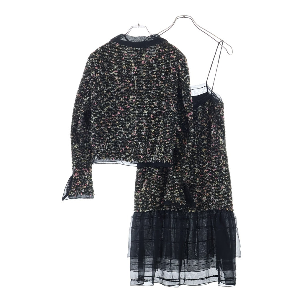 CHANEL(シャネル) 04A セットアップ ウール マルチカラーツイード ジャケット ミディアムワンピース ブラック レディース P24749