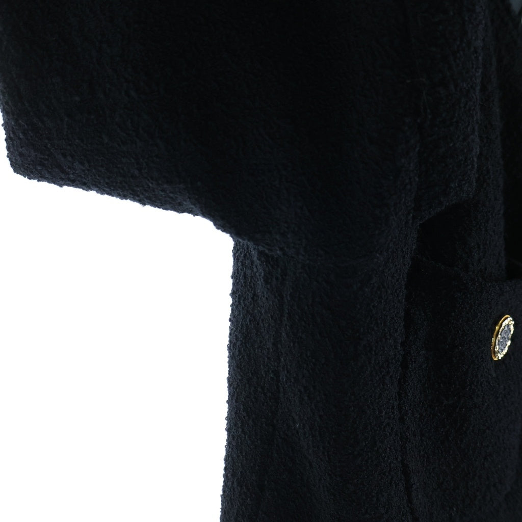 CHANEL(シャネル) ウールツイード 5B ノーカラー ジャケット ブラック レディース