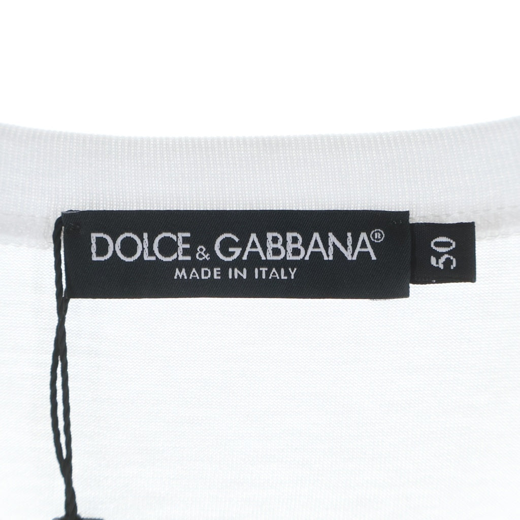 DOLCE & GABBANA(ドルチェアンドガッバーナ) メタルロゴプレート クルーネック 半袖Tシャツ カットソー ホワイト G8PT1T/G7F2I レディース