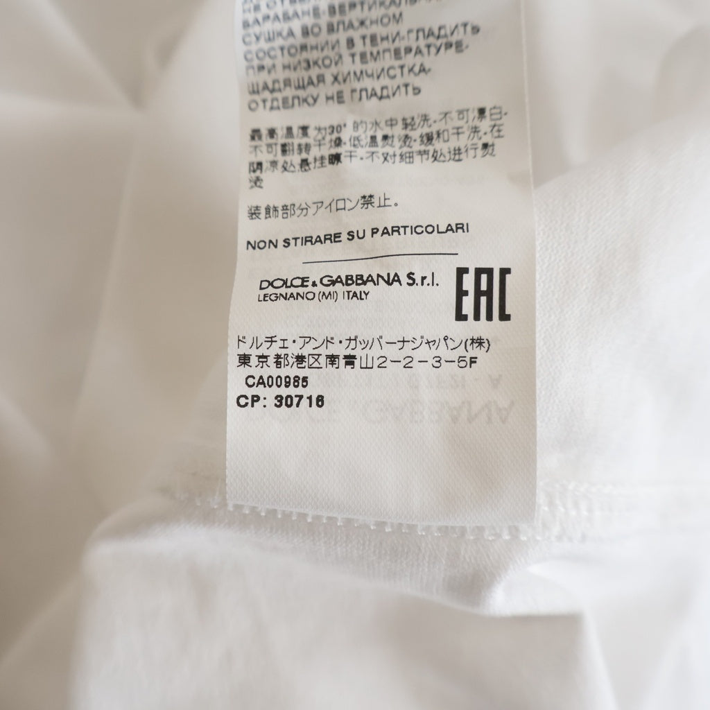 DOLCE & GABBANA(ドルチェアンドガッバーナ) メタルロゴプレート クルーネック 半袖Tシャツ カットソー ホワイト G8PT1T/G7F2I レディース