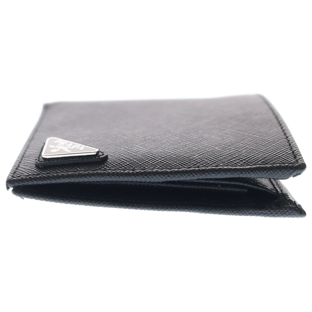 PRADA(プラダ) サフィアーノ 二つ折り財布 コンパクトウォレット カードケース ブラック レザー 2MO738