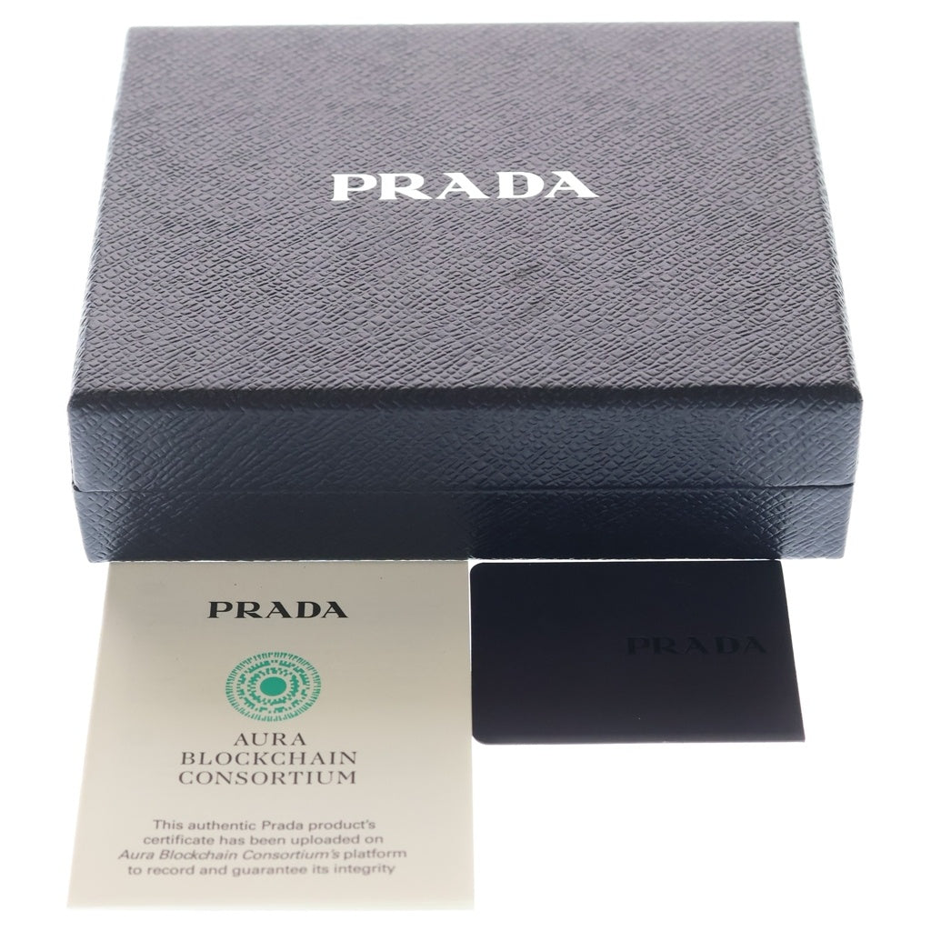PRADA(プラダ) サフィアーノ 二つ折り財布 コンパクトウォレット カードケース ブラック レザー 2MO738
