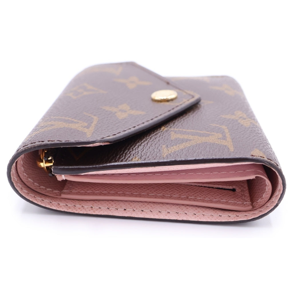 LOUIS VUITTON(ルイヴィトン) モノグラム ポルトフォイユ・ヴィクトリーヌ ローズバレリーヌ コンパクトウォレット 三つ折り財布 コインケース ブラウン×ピンク レザー M62360 ゴールド金具 レディース