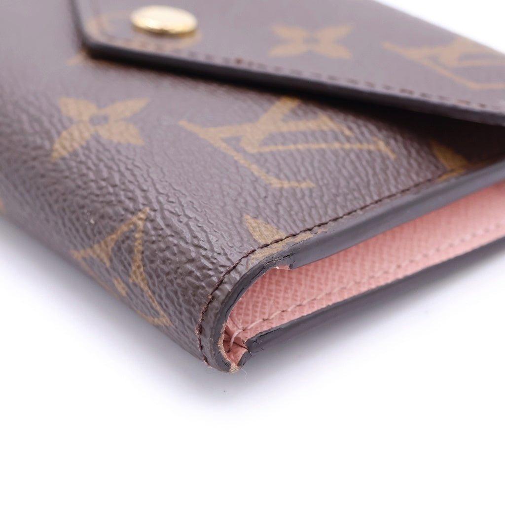 LOUIS VUITTON(ルイヴィトン) モノグラム ポルトフォイユ・ヴィクトリーヌ ローズバレリーヌ コンパクトウォレット 三つ折り財布 コインケース ブラウン×ピンク レザー M62360 ゴールド金具 レディース