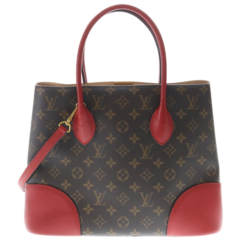 LOUIS VUITTON(ルイヴィトン) モノグラム フランドリン 2WAYバッグ トートバッグ ハンドバッグ ショルダーバッグ ブラウン×レッド レザー×PVC M41596 ゴールド金具 レディース