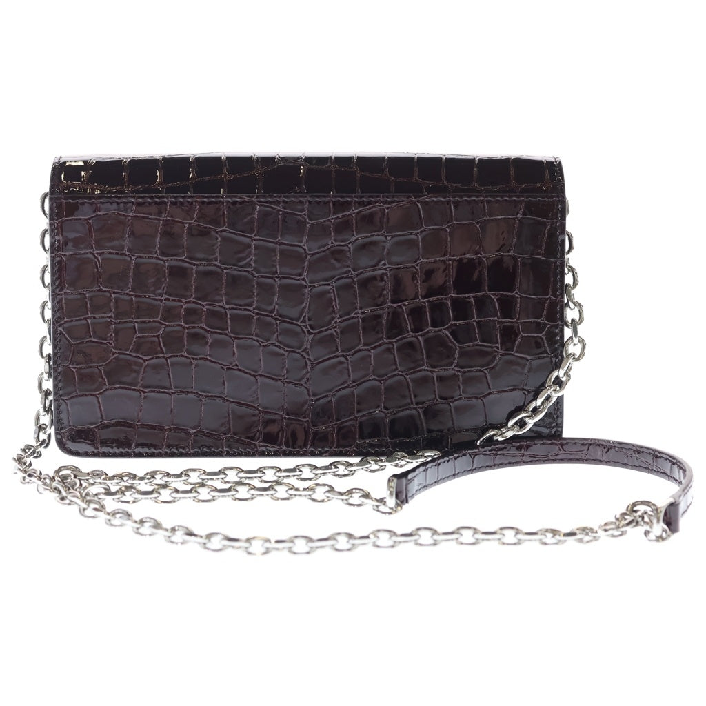 MM6 Maison Margiela(エムエムシックスメゾンマルジェラ) チェーンバッグ ショルダーウォレット ショルダーバッグ ボルドー ワインレッド クロコ シルバー金具 レディース