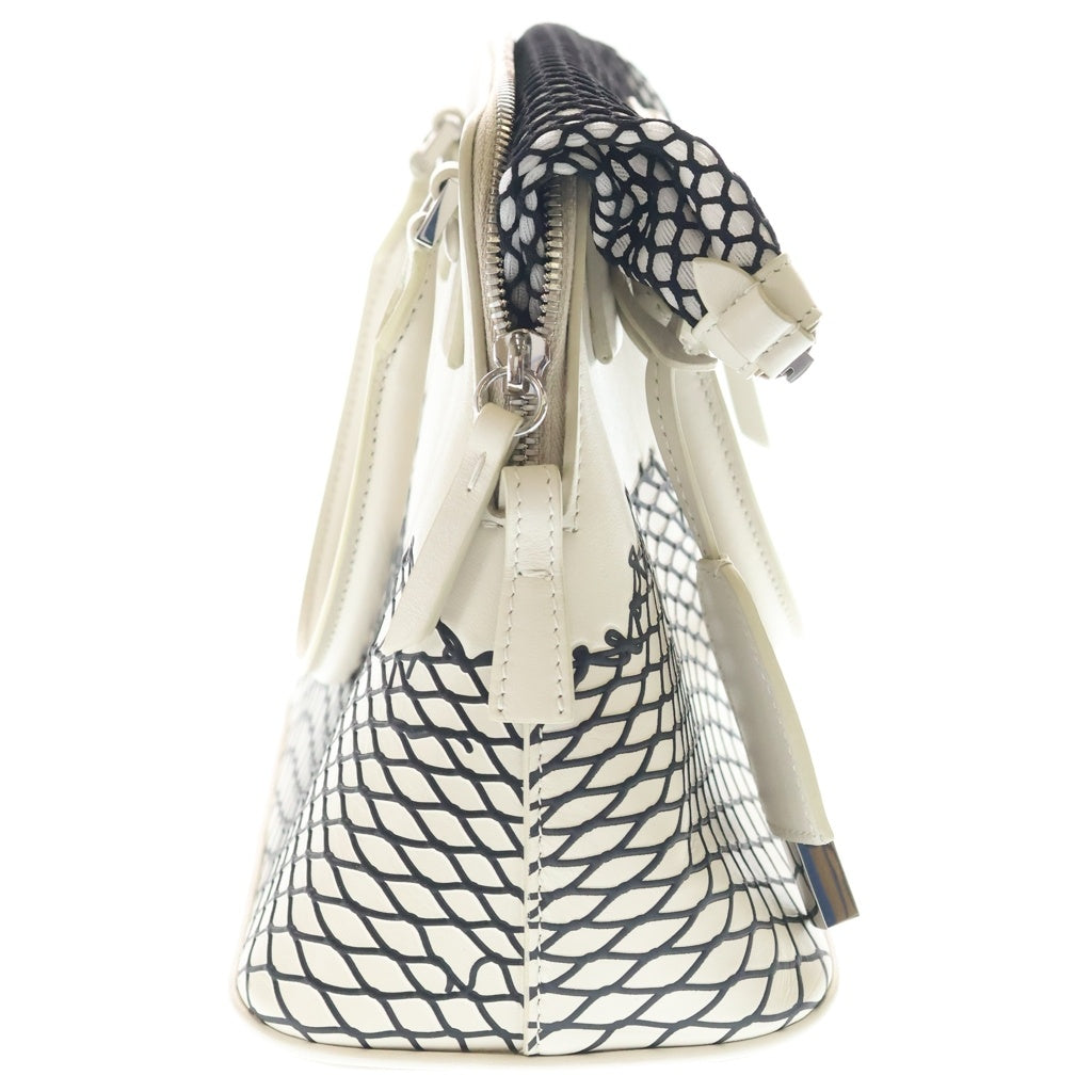MM6 Maison Margiela(エムエムシックスメゾンマルジェラ) 5AC ミディアム 2WAYバッグ ハンドバッグ ショルダーバッグ ホワイト×ブラック レザー シルバー金具 レディース