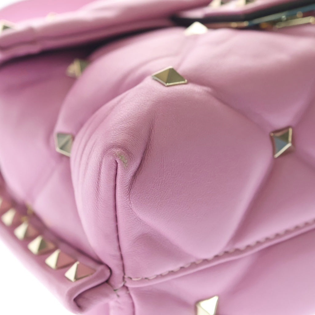 VALENTINO(ヴァレンティノ) キャンディロックスタッズ 2WAYバッグ ハンドバッグ ショルダーバッグ ピンク レザー ゴールド金具 レディース