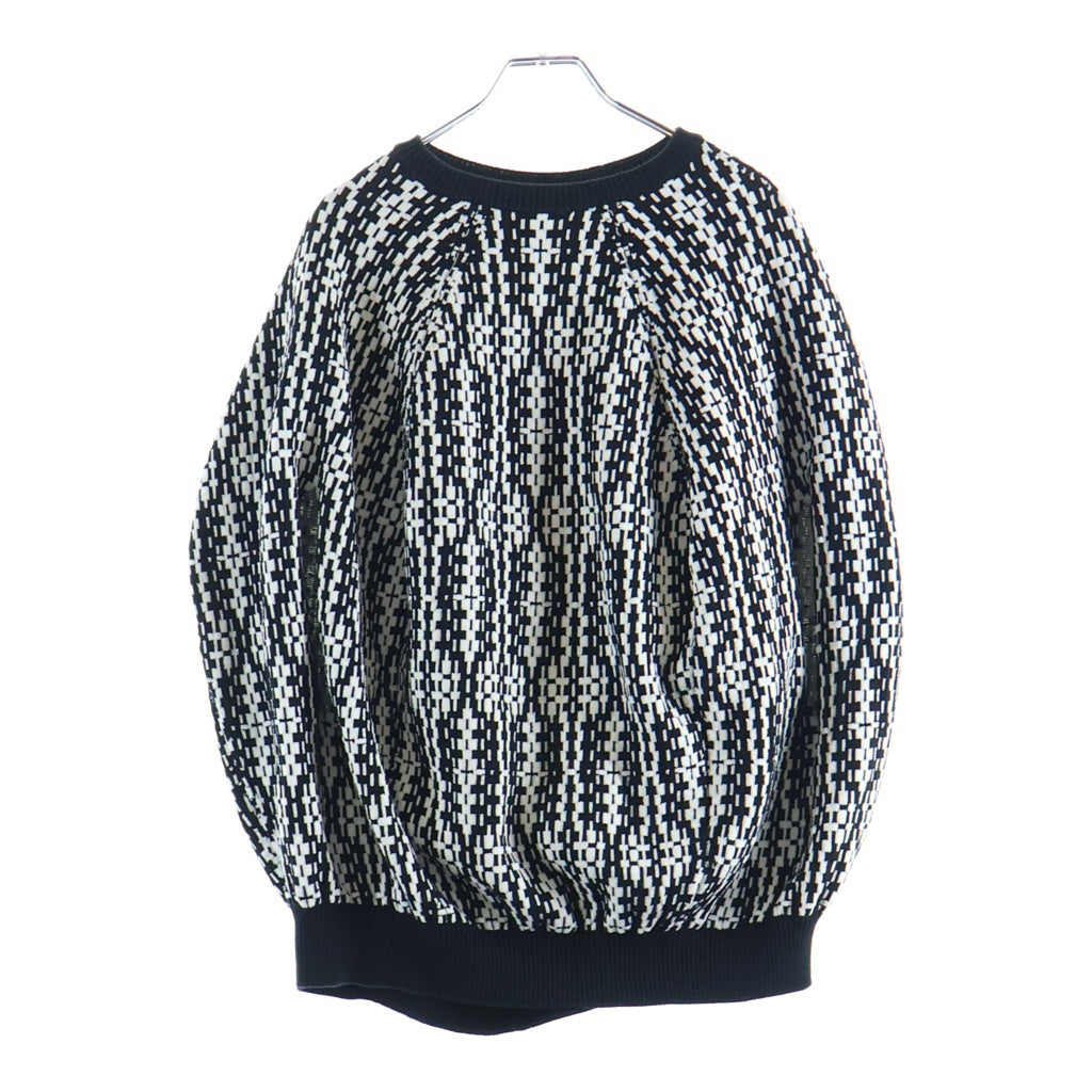 COMME des GARCONS(コムデギャルソン) 21AW AD2021 変形 総柄ジャガード クルーネック ノースリーブ ニット トップス セーター ブラック/ホワイト レディース GH-N021