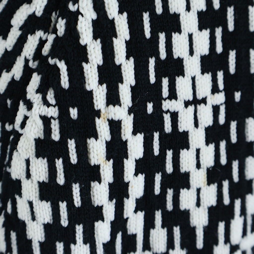 COMME des GARCONS(コムデギャルソン) 21AW AD2021 変形 総柄ジャガード クルーネック ノースリーブ ニット トップス セーター ブラック/ホワイト レディース GH-N021