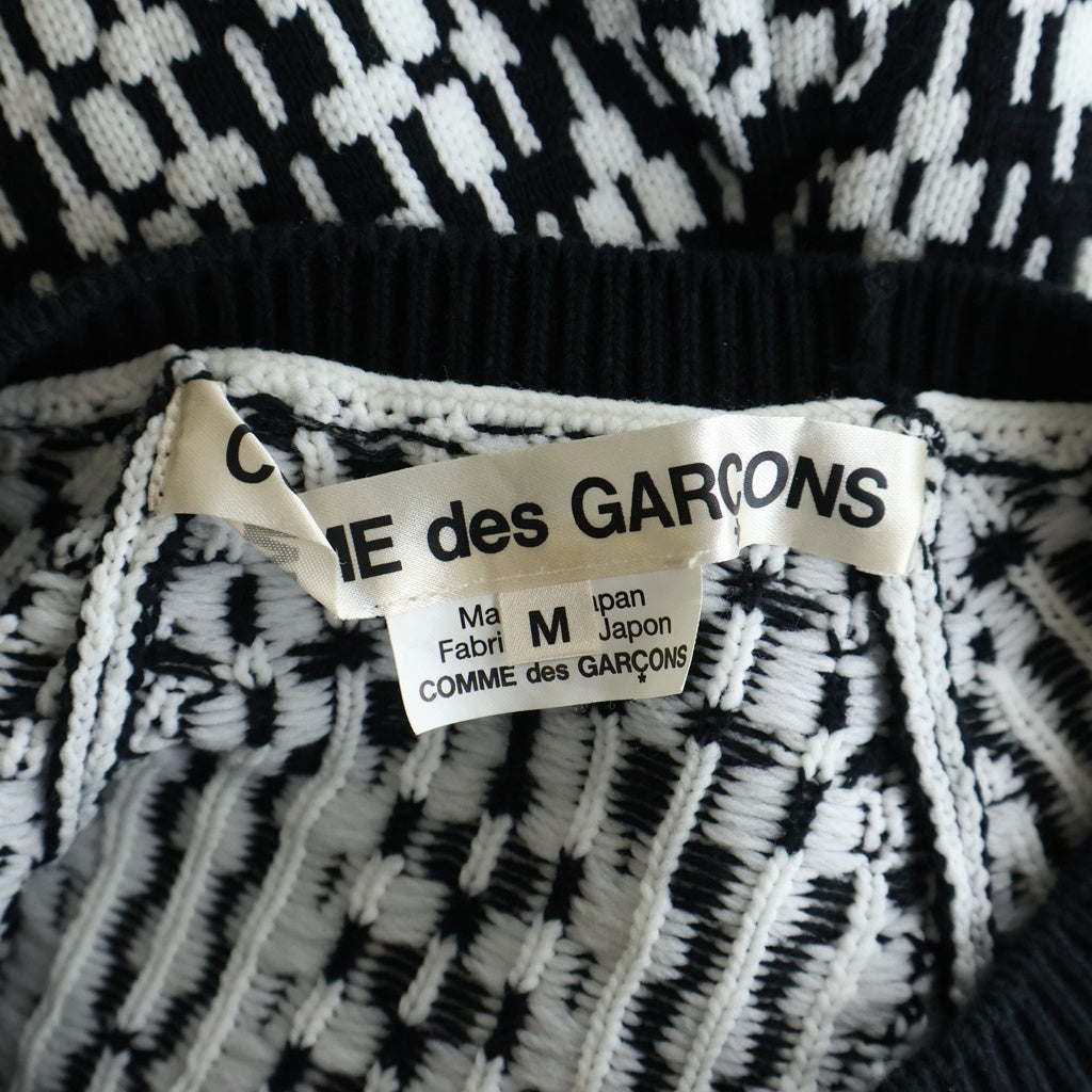 COMME des GARCONS(コムデギャルソン) 21AW AD2021 変形 総柄ジャガード クルーネック ノースリーブ ニット トップス セーター ブラック/ホワイト レディース GH-N021