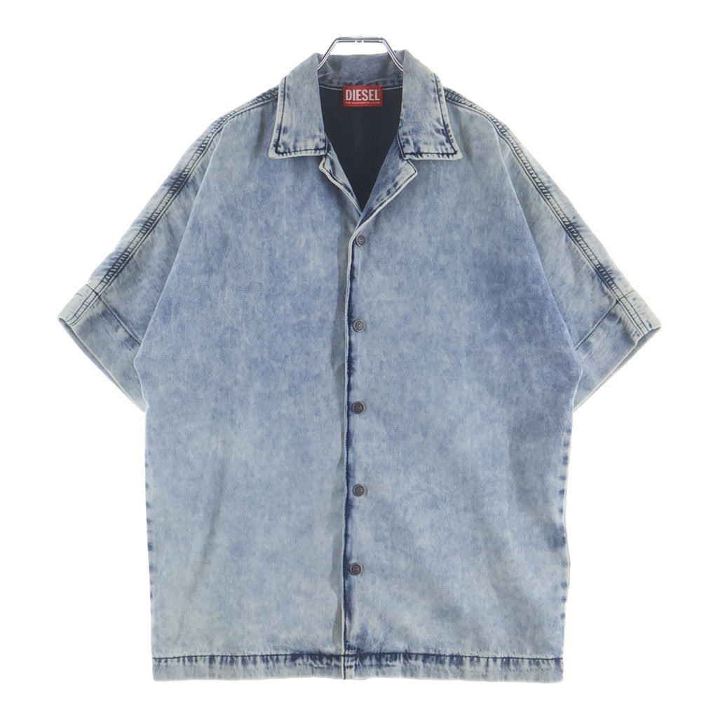 DIESEL(ディーゼル) D-Nabil-S バックロゴ 半袖デニムシャツ ヴィンテージ加工 スナップボタン ブルー A14228
