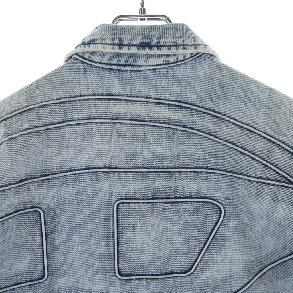 DIESEL(ディーゼル) D-Nabil-S バックロゴ 半袖デニムシャツ ヴィンテージ加工 スナップボタン ブルー A14228