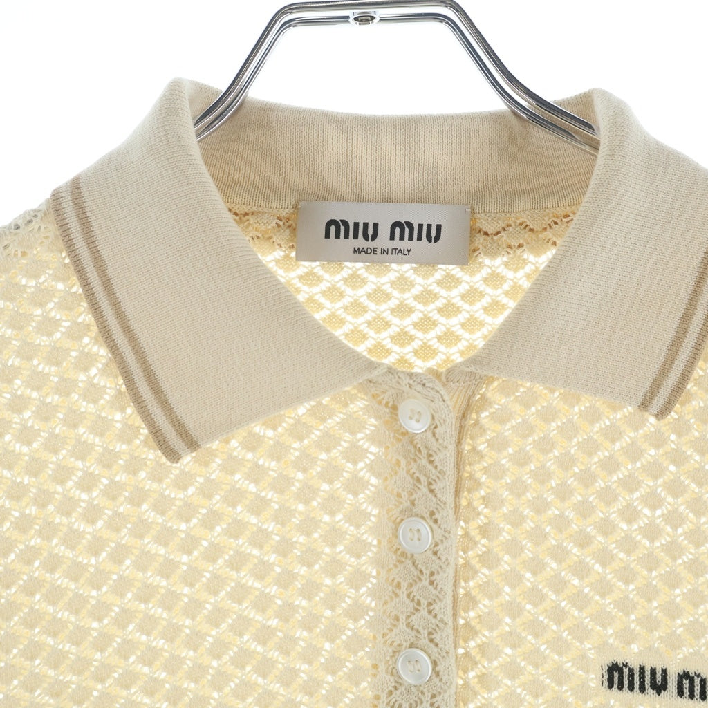 miumiu(ミュウミュウ) ニュートラル ロゴモチーフ ニットポロシャツ ベージュ #38