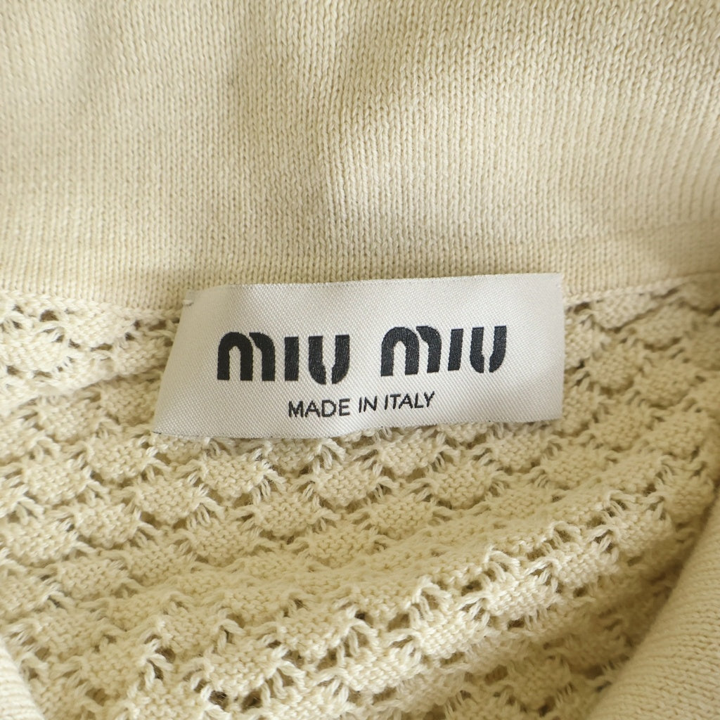 miumiu(ミュウミュウ) ニュートラル ロゴモチーフ ニットポロシャツ ベージュ #36