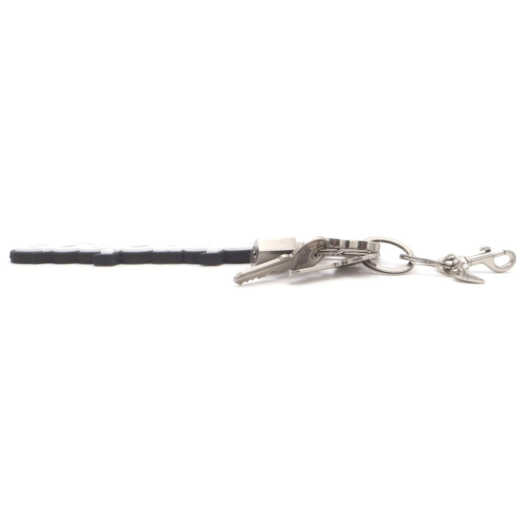 BALENCIAGA(バレンシアガ) KIT キット ロゴモチーフ チャーム キーリング メタル×ラバー ブラック/ホワイト/シルバー レディース