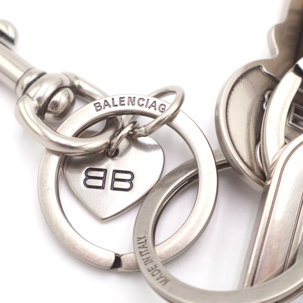 BALENCIAGA(バレンシアガ) KIT キット ロゴモチーフ チャーム キーリング メタル×ラバー ブラック/ホワイト/シルバー レディース