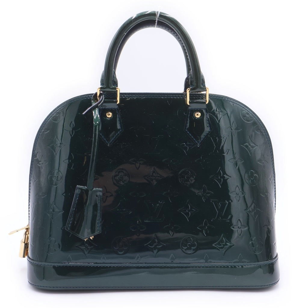 LOUIS VUITTON(ルイヴィトン) モノグラム ヴェルニ アルマPM ブルーニュイ ハンドバッグ グリーン パテント M91613 ゴールド金具 レディース