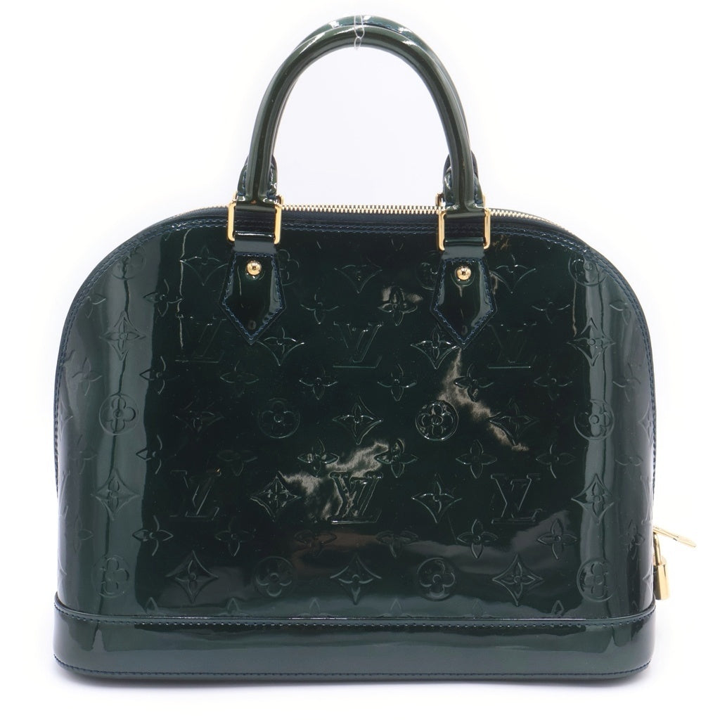 LOUIS VUITTON(ルイヴィトン) モノグラム ヴェルニ アルマPM ブルーニュイ ハンドバッグ グリーン パテント M91613 ゴールド金具 レディース