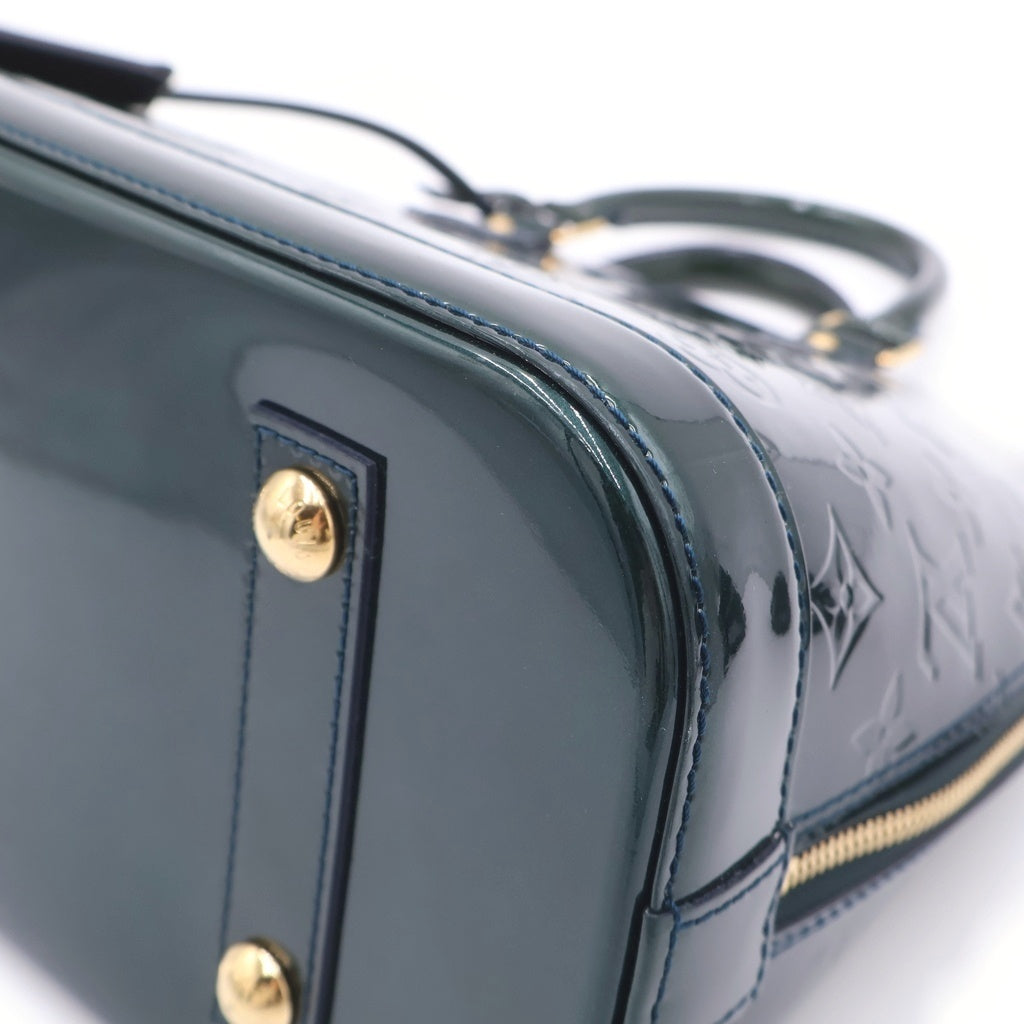 LOUIS VUITTON(ルイヴィトン) モノグラム ヴェルニ アルマPM ブルーニュイ ハンドバッグ グリーン パテント M91613 ゴールド金具 レディース