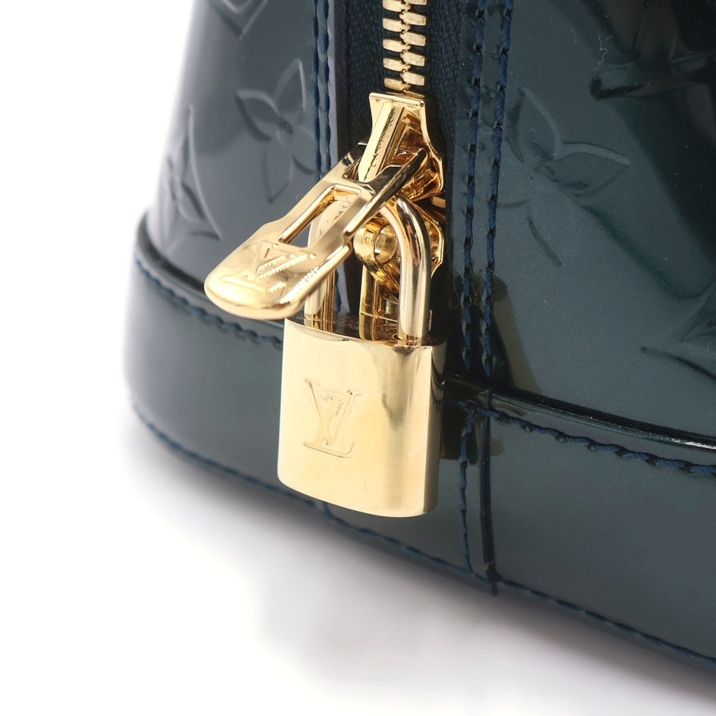 LOUIS VUITTON(ルイヴィトン) モノグラム ヴェルニ アルマPM ブルーニュイ ハンドバッグ グリーン パテント M91613 ゴールド金具 レディース