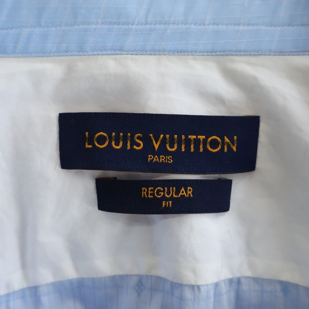 LOUIS VUITTON(ルイヴィトン) モノグラム 長袖シャツ ボタンダウン 総柄 ブルー RM212F