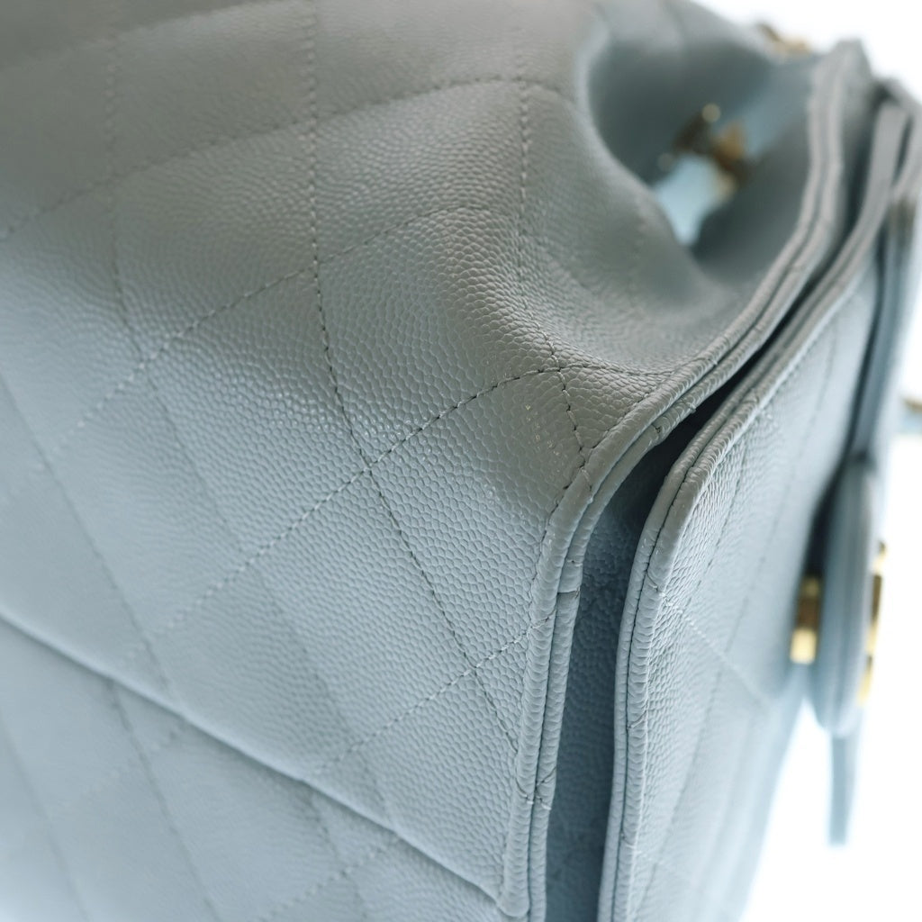 CHANEL(シャネル) シャネル25 スモール ワンショルダーバッグ チェーンバッグ ライトブルー キャビアスキン AS5293 ゴールド金具 レディース
