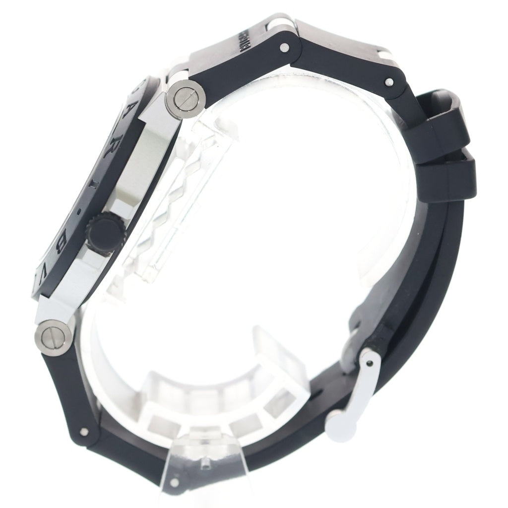BVLGARI(ブルガリ) アルミニウム デイト 黒文字盤 ラバー 自動巻き 腕時計 ブラック/シルバー BB40AT
