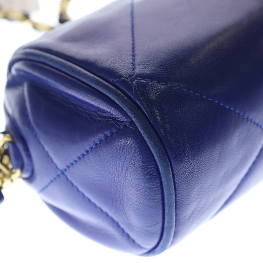 CHANEL(シャネル) マトラッセ ミニ バレル フリンジ タッセル ラムスキン レザー チェーンショルダーバッグ ゴールド金具 ブルー シール レディース