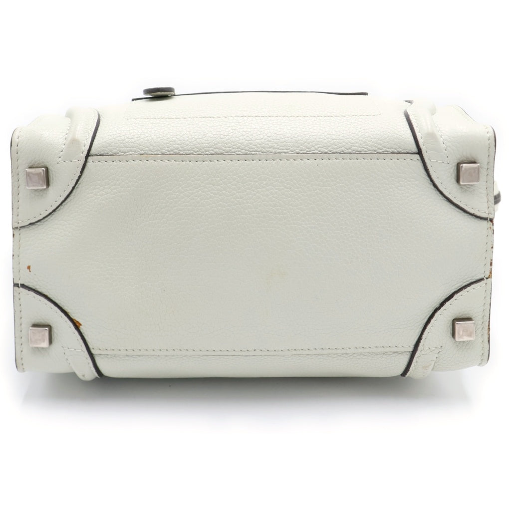 CELINE(セリーヌ) ラゲージ マイクロ ハンドバッグ ライトグリーン レザー シルバー金具 レディース