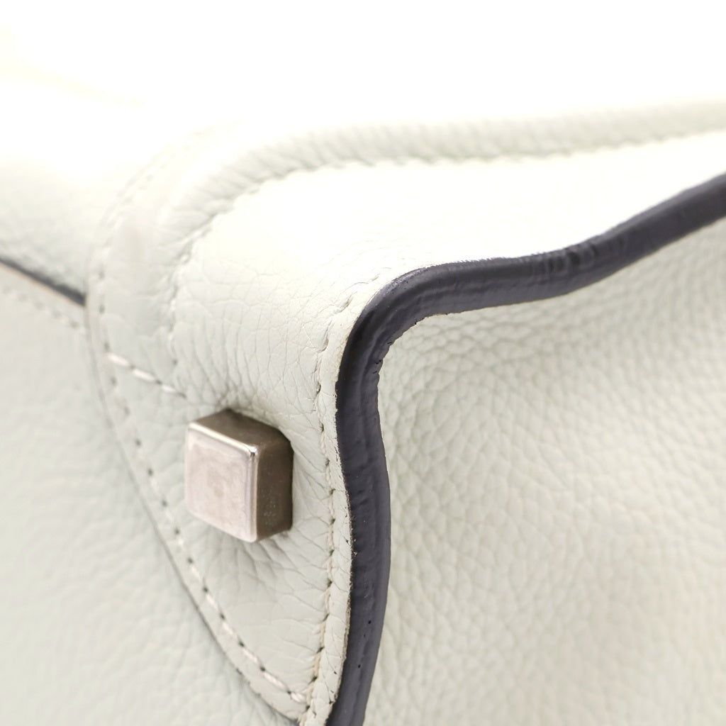CELINE(セリーヌ) ラゲージ マイクロ ハンドバッグ ライトグリーン レザー シルバー金具 レディース