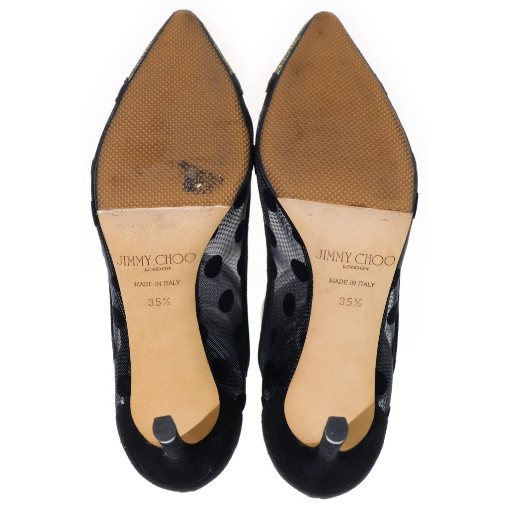 JIMMY CHOO(ジミーチュウ) ドロシー ポルカドット メッシュヒールパンプス グリッター ブラック #35 1/2 レディース