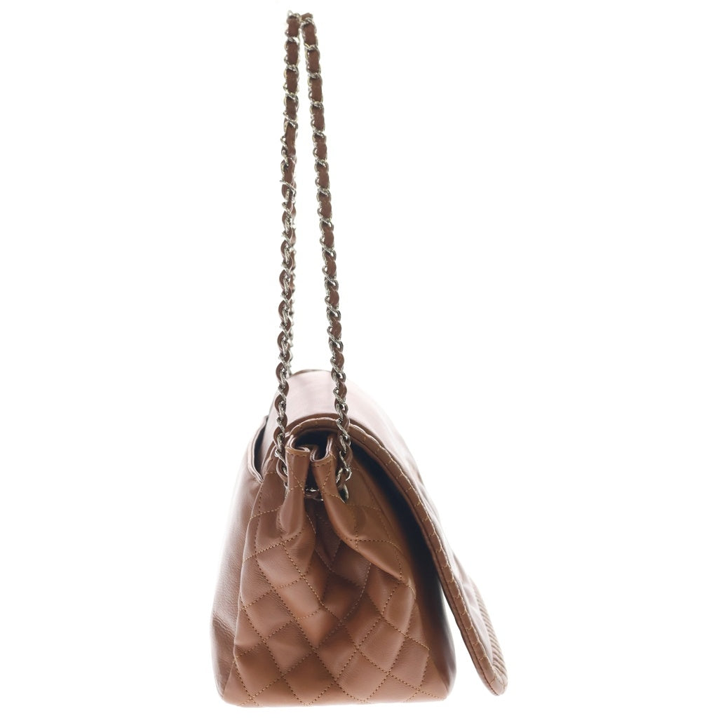 CHANEL(シャネル) ココマーク フリンジ チェーンショルダーフラップバッグ ハンドバッグ ブラウン レザー シルバー金具 レディース