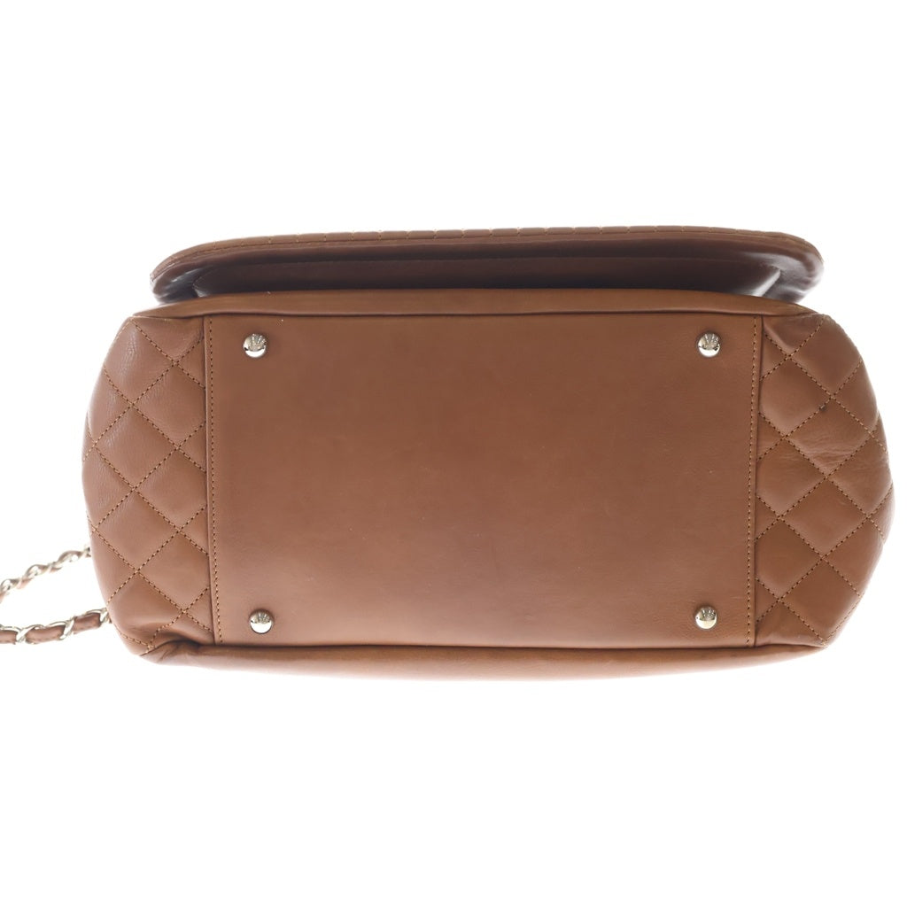 CHANEL(シャネル) ココマーク フリンジ チェーンショルダーフラップバッグ ハンドバッグ ブラウン レザー シルバー金具 レディース