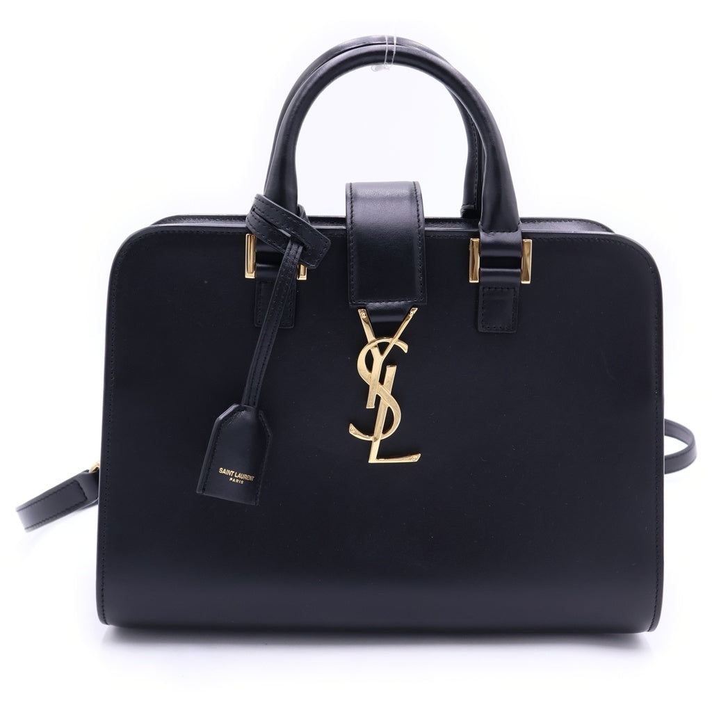 SAINT LAURENT PARIS(サンローランパリ) ベイビーカバス 2WAY ハンドバッグ ショルダーバッグ ブラック レザー 568853 ゴールド金具 レディース