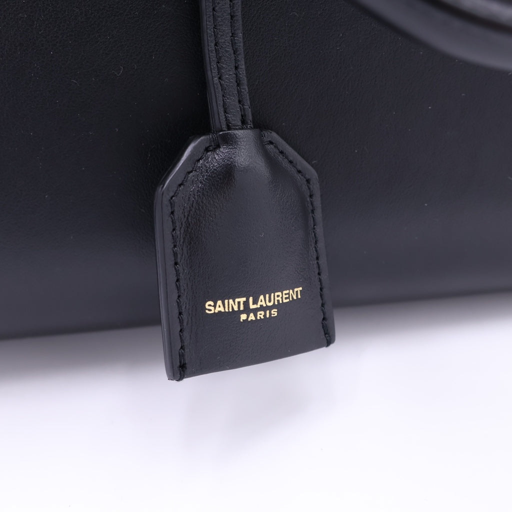 SAINT LAURENT PARIS(サンローランパリ) ベイビーカバス 2WAY ハンドバッグ ショルダーバッグ ブラック レザー 568853 ゴールド金具 レディース