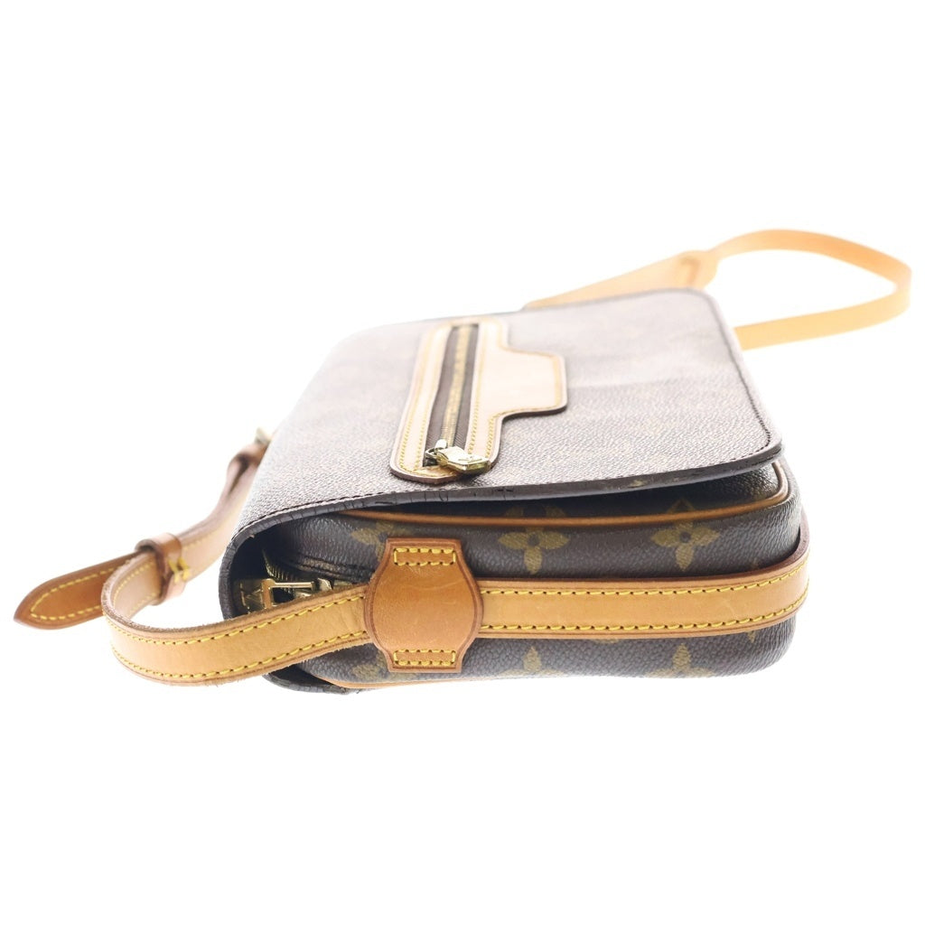 LOUIS VUITTON(ルイヴィトン) モノグラム サンジェルマン24 ショルダーバッグ ブラウン レザー×PVC M51210 ゴールド金具 レディース