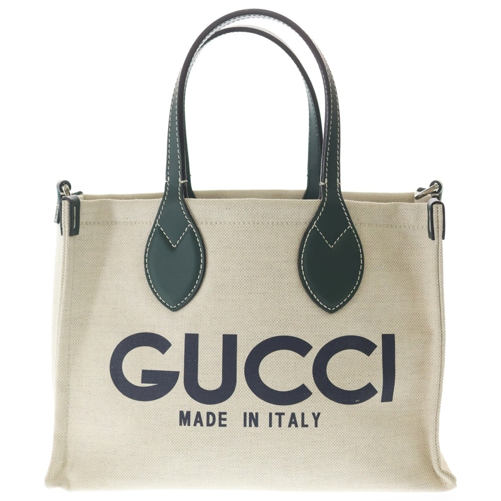 GUCCI(グッチ) リドコレクション GUCCIプリント ロゴ キャンバス レザー 2WAY ハンドバッグ ショルダーバッグ ベージュ/グリーン 772144 レディース