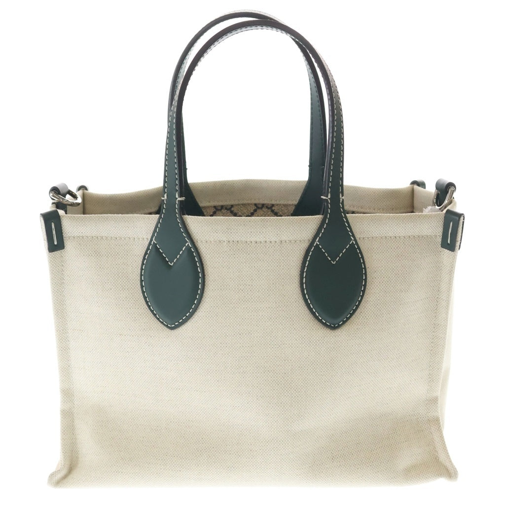 GUCCI(グッチ) リドコレクション GUCCIプリント ロゴ キャンバス レザー 2WAY ハンドバッグ ショルダーバッグ ベージュ/グリーン 772144 レディース