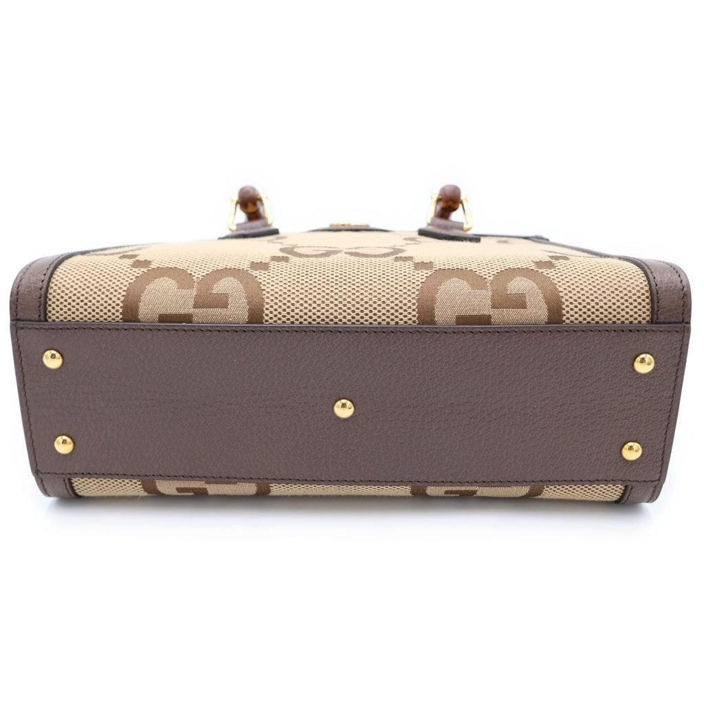GUCCI(グッチ) ジャンボGG ダイアナ バンブー キャンバス レザー 2WAY ハンドバッグ ショルダーバッグ ブラウン 660195 レディース