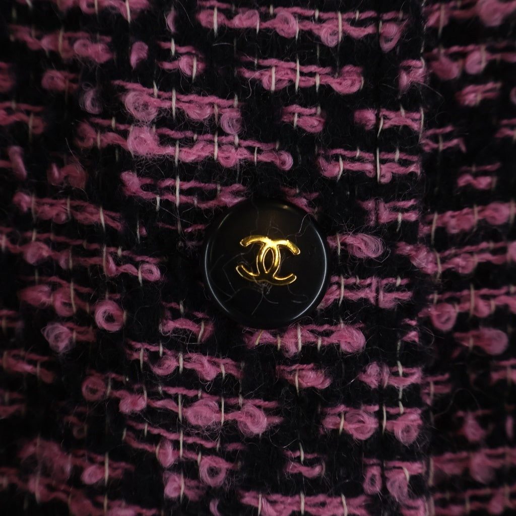 CHANEL(シャネル) ヴィンテージチェック柄 ココボタンツイードウールジャケット ピンク #40 P05312V04280 レディース