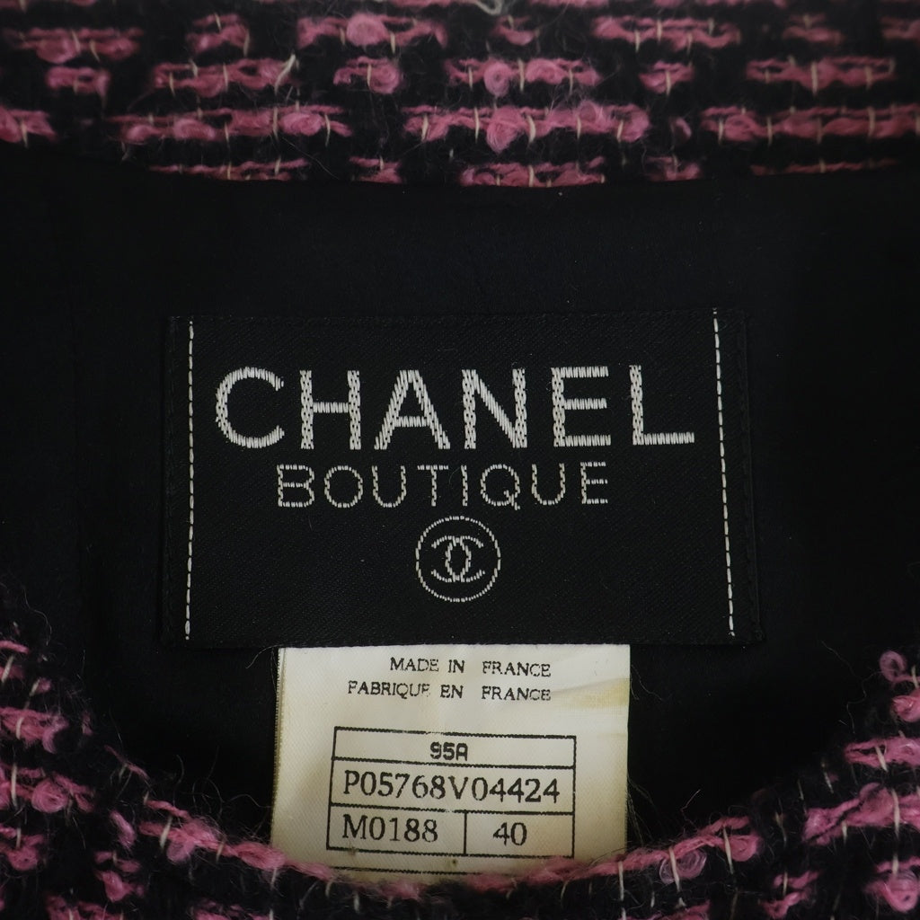 CHANEL(シャネル) ヴィンテージチェック柄 ココボタンツイードウールジャケット ピンク #40 P05312V04280 レディース