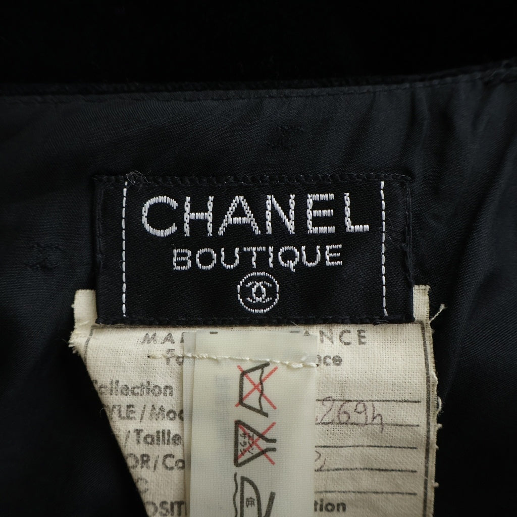 CHANEL(シャネル) ヴィンテージ ココボタン ひざ丈ベロアタイトスカート ブラック #40 2269h レディース