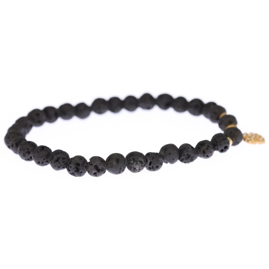 Loree Rodkin(ローリーロドキン) LAVA STONE ラヴァストーン ブレスレット クロスチャーム 18K ゴールド ブラック