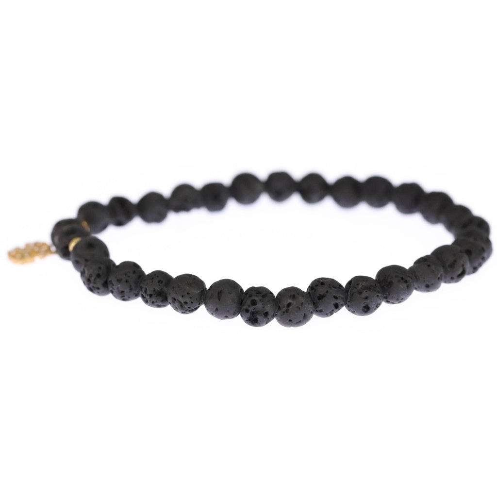 Loree Rodkin(ローリーロドキン) LAVA STONE ラヴァストーン ブレスレット クロスチャーム 18K ゴールド ブラック