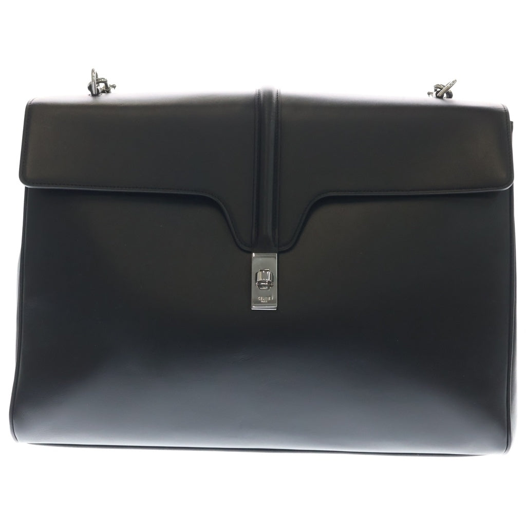 CELINE(セリーヌ) 16セーズ ラージスープル 24H ショルダーバッグ ブラック レザー シルバー金具 レディース