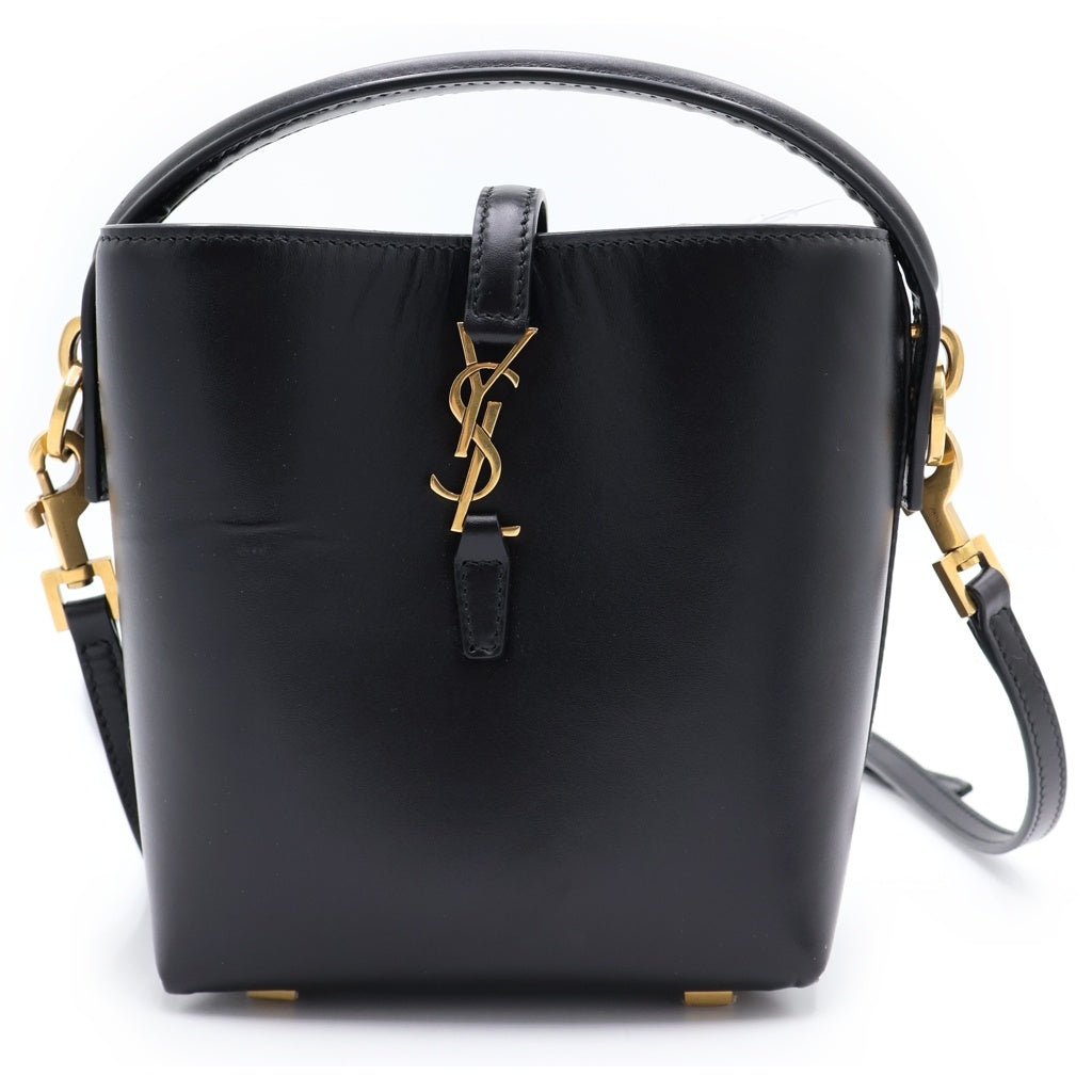 SAINT LAURENT PARIS(サンローランパリ) LE 37 ミニ バケット シャイニーレザー 2WAY ハンドバッグ ショルダーバッグ ブラック 765870 レディース